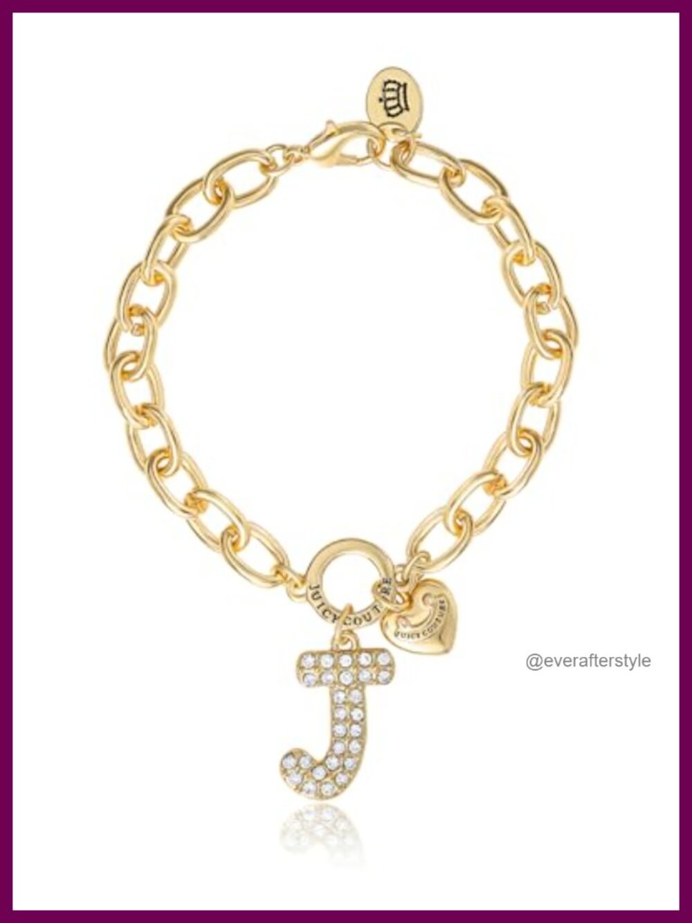 Juicy Couture Gold Tone Initial J Charm Bracelet 7.5" Women's Jewelry